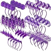 Censen 24 Pcs Pom Pom Headband Tinsel Wrapped Ponytail Head Bopper Costume Headwear Carnival Easter Party Accessory