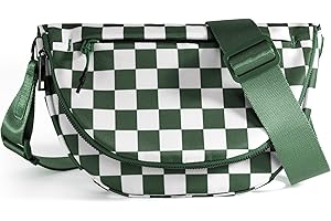 MEISEY Checkered Crossbody Messenger Bag, Black and White Pattern, Adjustable Shoulder Strap
