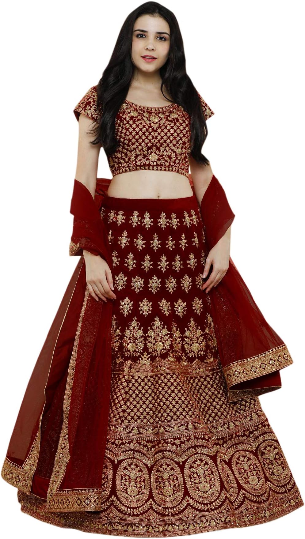 Ethvilla Women's Silk Semi-stitched Lehenga Choli