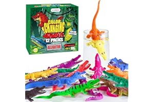 STAROUD Color Changing No Hole Bath Toys for Toddlers Kids, Color Change Alligator Toy Reptile Animal Toys (12 Pack), 6'' Stretchy Rubber Animals Crocodile Toy Water Table Toys Reptile Party Favors