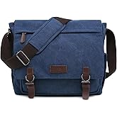 Large Vintage Canvas Messenger Shoulder Bag Travel Crossbody Purse Briefcase Business Bag for 15inch Laptop