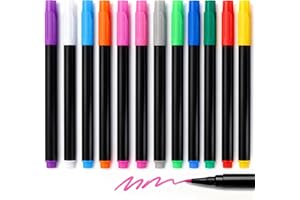 MOMOZZLE 12-Color Markers for LED Note Board with Colors, Compatible with Lumiboard Reusable Doodle Book, Light-Up Acrylic Message Boards,and LED Writing Boards, Neon Markers Erasable Pens