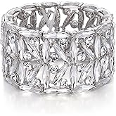 BriLove Wedding Bridal Marquise Rhinestones Cluster Stretch Bangle Bracelet for Bride