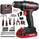 Eastvolt 20V Max Cordless Power Drill Driver Kit & Home Tool Kit, Max 310in.lbs. 18+1 PoisitionTorque Drill For Metal, Wood,