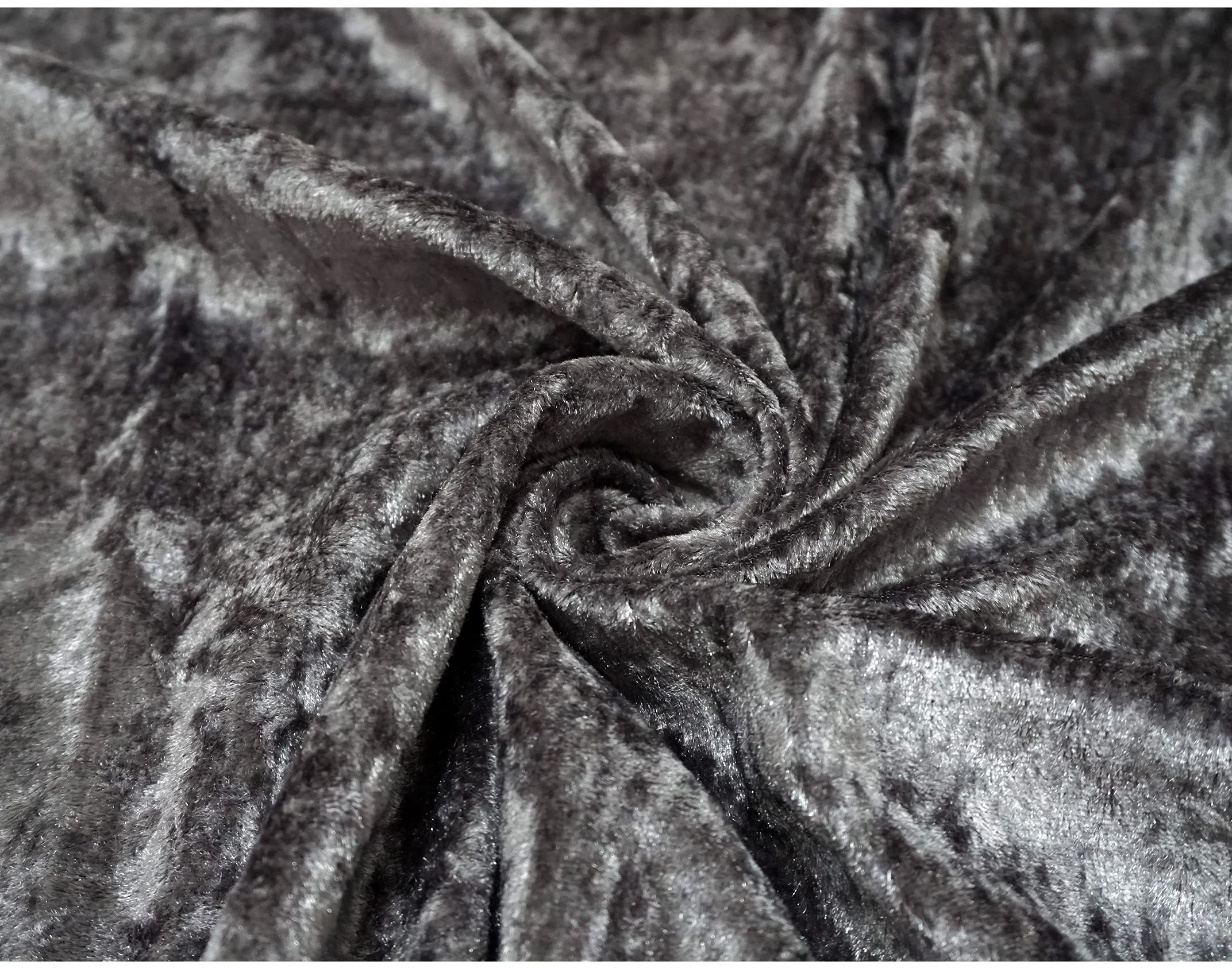 Crushed Velvet Fabric Craft Stretch Velour Material - Soft Furnishing & Craft Velour Fabric - 150cm Wide (Grey, 500cm x 150cm (197" x 60")) — image 1