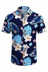 COOFANDY Mens Hawaiian Button Down Shirt Short