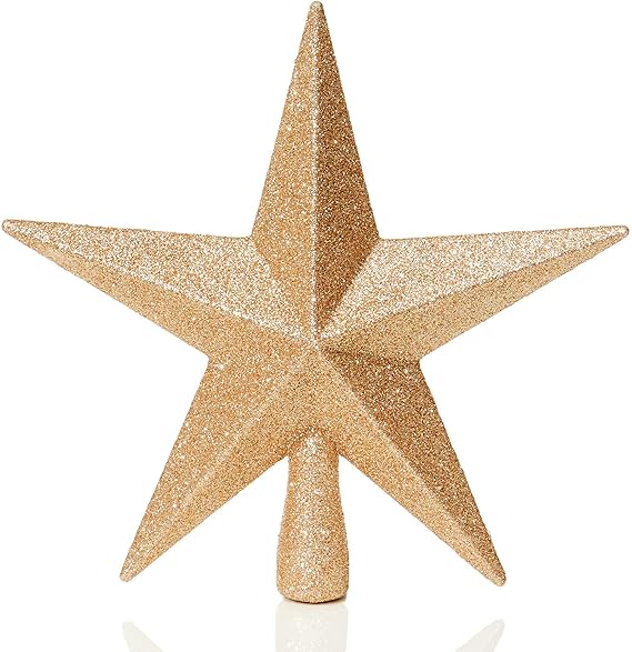 Rose Gold Christmas Tree Top Star Topper Glitter finish 20cm star for