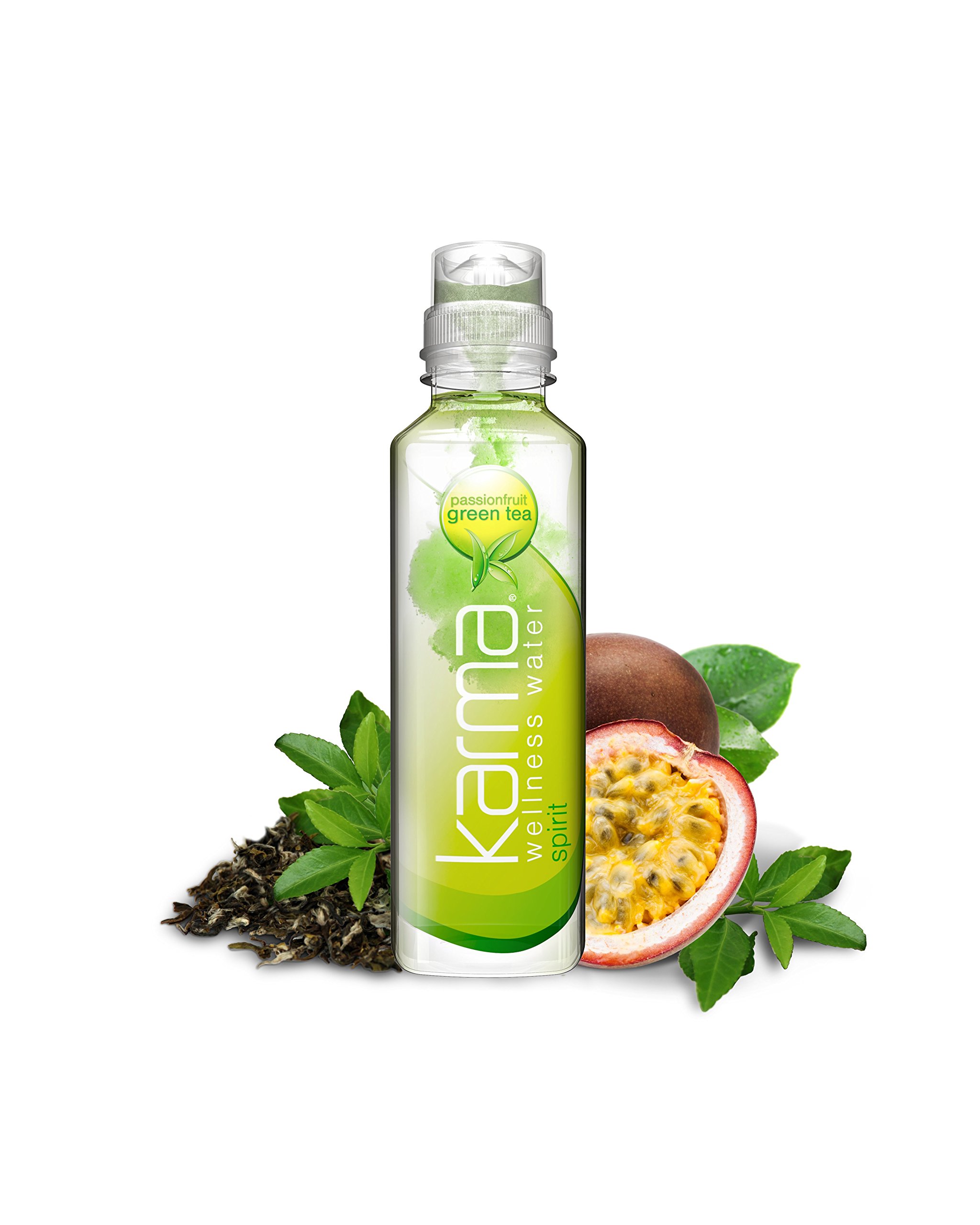 Karma Wellness Flavored Water, Passionfruit Green Tea, 18 Fl Oz (Pack