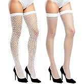 Thrymme White Fishnet, 2 Pcs White Fishnet Stockings Elasticity Slimming and Leg-shaped for Women
