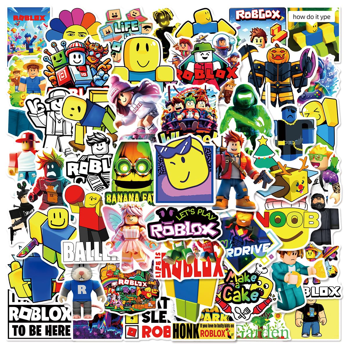 Roblo Stickers 50Pcs for Water Bottles Laptop Computer Skateboard, Cute Sticker Gift for Kids Teens Waterproof