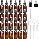 2oz Amber Glass Spray Bottle for Essential Oil, Small Empty Spray Bottle, Fine Mist Spray, Refillable for Travel, Cleaning, S