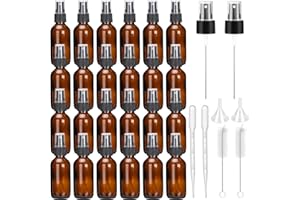 2oz Amber Glass Spray Bottle for Essential Oil, Small Empty Spray Bottle, Fine Mist Spray, Refillable for Travel, Cleaning, S