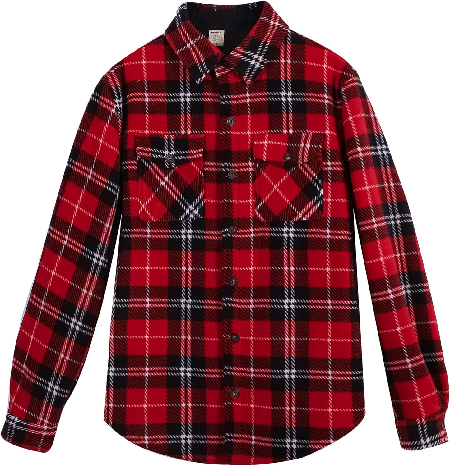 Mens Warm Sherpa Lined Fleece Plaid Flannel Shirt Jacket All Sherpa