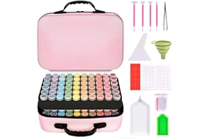 Baseca 120 Slots Diamond Painting Storage Containers, Shockproof Jars with Diamond Art Tools, Gem Art Storage for Jewelry Beads Rings Charms Glitter Rhinestones, Diamond Painting Accessories.