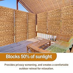 DoubleFill 2 Pcs Bamboo Shades Outdoor Reed Roll Up