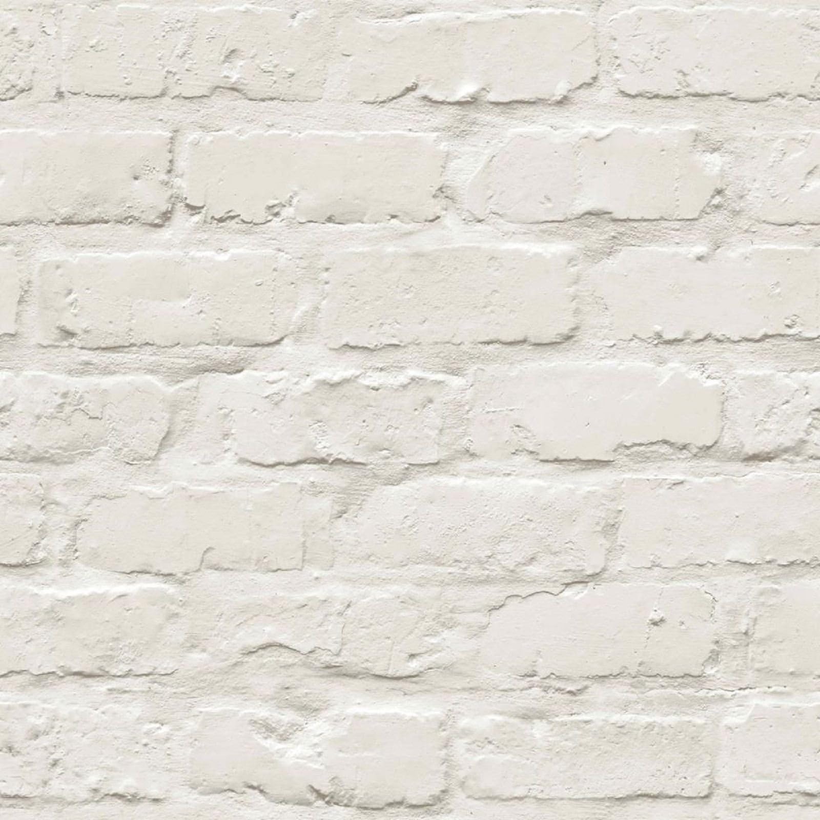 IDECO HOME Brick Effect Wallpaper Slate Stone Wall Faux Painted White