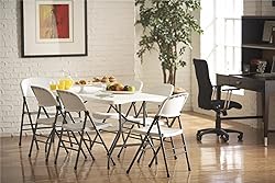 COSCO Fold-in-Half Banquet Table w/Handle, 6ft, White