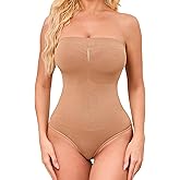 HOMETA Strapless Shapewear for Women Seamless Thong Tummy Control BodySuit Tube Top Body Shaper Under Dress
