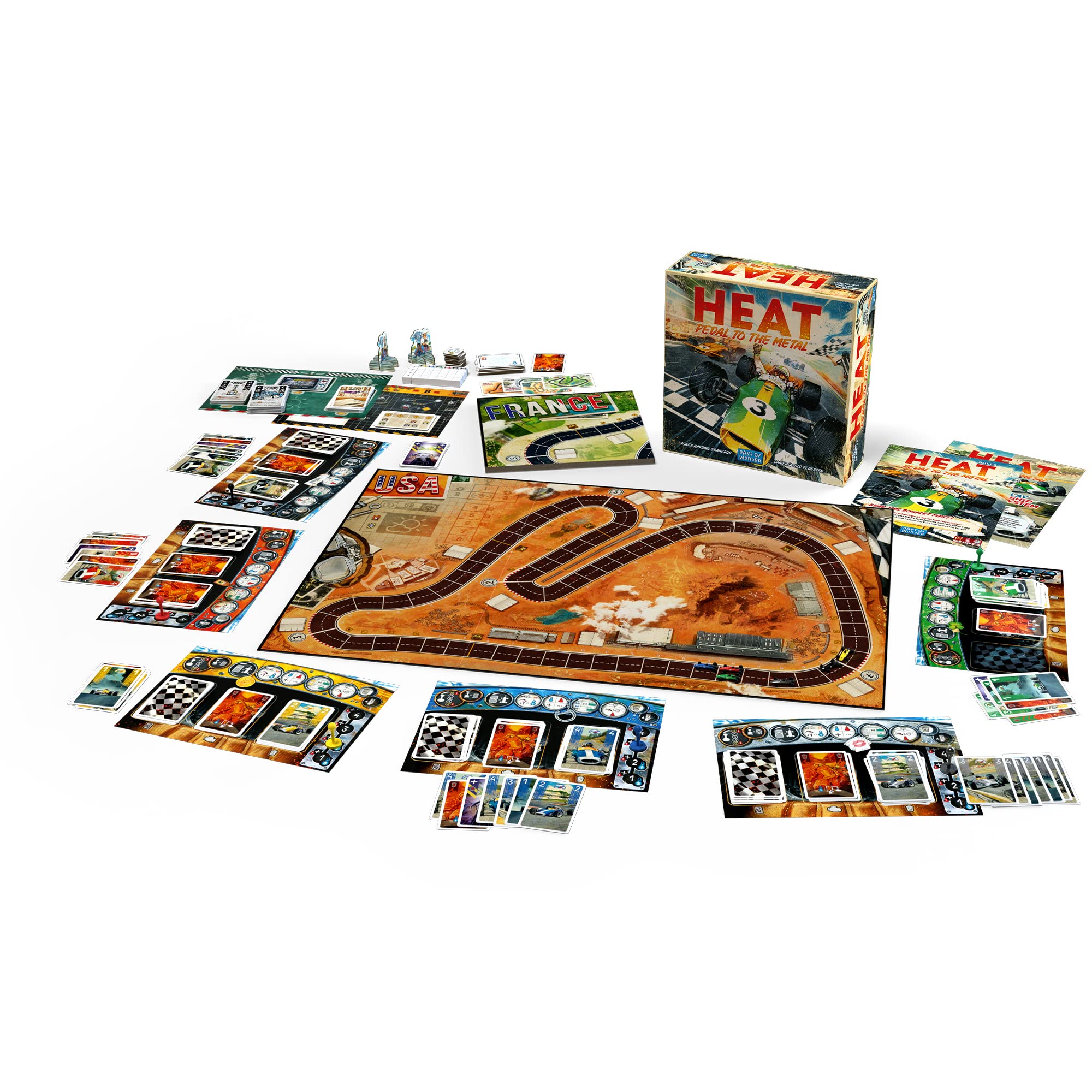Asmodee HEAT: Pedal to the Metal Board Game - Intense Car Racing and Strategy Game, Fun Family Game for Kids and Adults, Ages 10+, 1-4 Players, 60 Minute Playtime