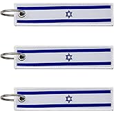 LLBFHH 3 Pcs Israel Israelis Country Flag Keychain,Woven label Key Chains for Car Keys,Fabric Key Chains Men and Women,Used for Various Decorations.