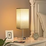Aooshine Bedside Lamp with USB C A Ports, 3 Way Dimmable, Grey Shade view 3