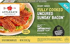 Applegate, Fully Cooked Uncured Sunday Bacon, Hickory Smoked, Ready to eat, 10 Slices, 2.52 Oz