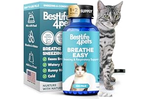 BESTLIFE4PETS Cat Respiratory Comfort Supplement - Natural Breathe Easy Feline Support for All Seasons, Coughing, Occasional Nasal Stuffiness and Sneezing - 400 Odorless, Easy-to-Administer Tasteless Pills