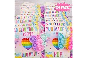 ORIENTAL CHERRY Valentines Day Gifts for Kids - 24 Valentines Cards with Pop Bubbles Bulk- Valentine Exchange for Girls Boys School Class Classroom Fidget Toys Party Favors