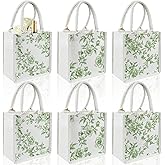 Kuabiz Blue and White Floral Burlap Tote Bags Chinoiserie Jute Tote Bags with Handles for Wedding Bridal Wedding Decor