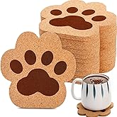 Tlence 12 Pack Cork Coasters for Drinks, 4.7" Absorbent Cup Mat Set, Heat Resistant Kitchen Coasters, Reusable Cat Paw Shape Table Protection Trivet for Glasses Mugs, Room Decor, Housewarming Gifts