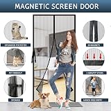 YRH Magnetic Fly Screen Door 90x210cm Black Heavy Duty Mesh Self-Sealing Buckles view 4