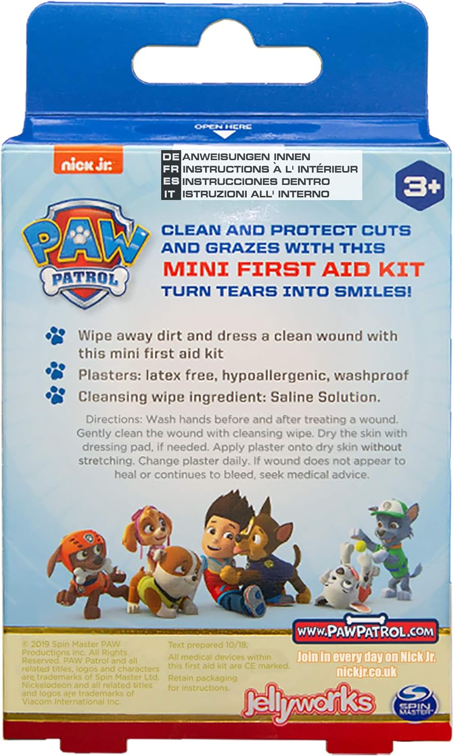 Paw Patrol Childrens Plaster First Aid Kit Including Saline Solution Wound Cleansing Wipes/Dressing Pad (Latex Free/Hypoallergenic/Wash proof/Breathable - Image 3