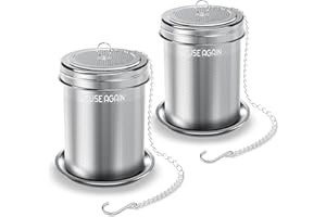 House Again 2 Pack Tea Infuser, Extra Fine Mesh Tea Infusers for Loose Tea, 18/8 Stainless Steel Tea Strainer with Extended Chain Hook, Tea Steeper for Brew Tea, Spices & Seasonings