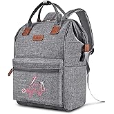 Nurse Backpack / Bag for Women - 15.6 Inch Waterproof Laptop Travel Backpack with USB Charging Port, Large Wide-open Nursing Bags,Nurse Bags for Work,Home Health Clinical Bag for College Teacher, Grey