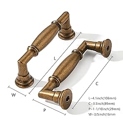khtumeware 10 Pack 3-1/2 Inch(89mm) Antique Brass