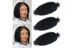 HODGEOUS Marley Twist Braiding Hair 12 Inch Springy Afro Twist Hair 3 Packs Pre-Separated Kinky Twist Crochet Hair Braids for Distressed Soft Locs Spring Twist Hair for Black Women (12 Inch(Pack of 3), 1B#)