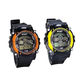 Rokcy Digital Multicolor Dial Combo Of Boys Watch (Kids Orange-Yellow)