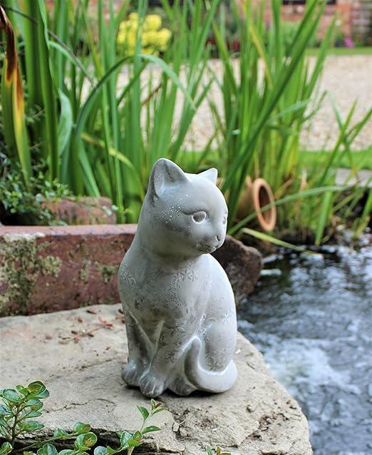 Statue De Jardin En Forme De Chat Pour Interieur Et Exterieur Avec Butee De Porte De 24 Cm De Haut Amazon Fr Jardin