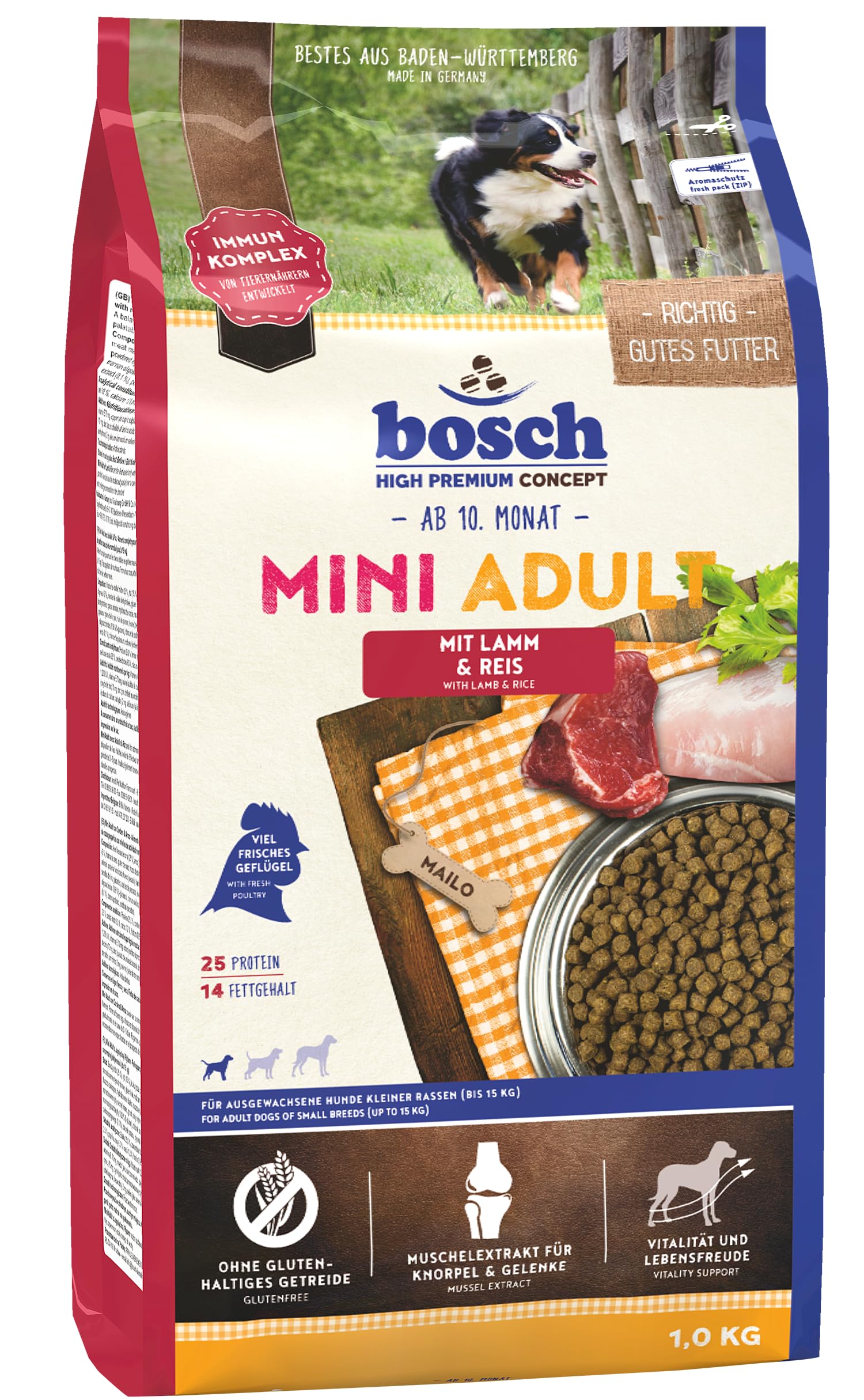 bosch Pet Food HPC Mini Adult with Lamb & Rice Dry dog food for adult dogs of small breeds, 15.50 kg