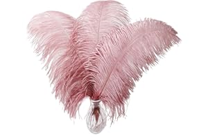 Larryhot Pink Ostrich Feathers Bulk- 16-18 inch 10pcs Feathers for Cfafts,Wedding Party Centerpieces, and Home Decorations (Lotus Pink)