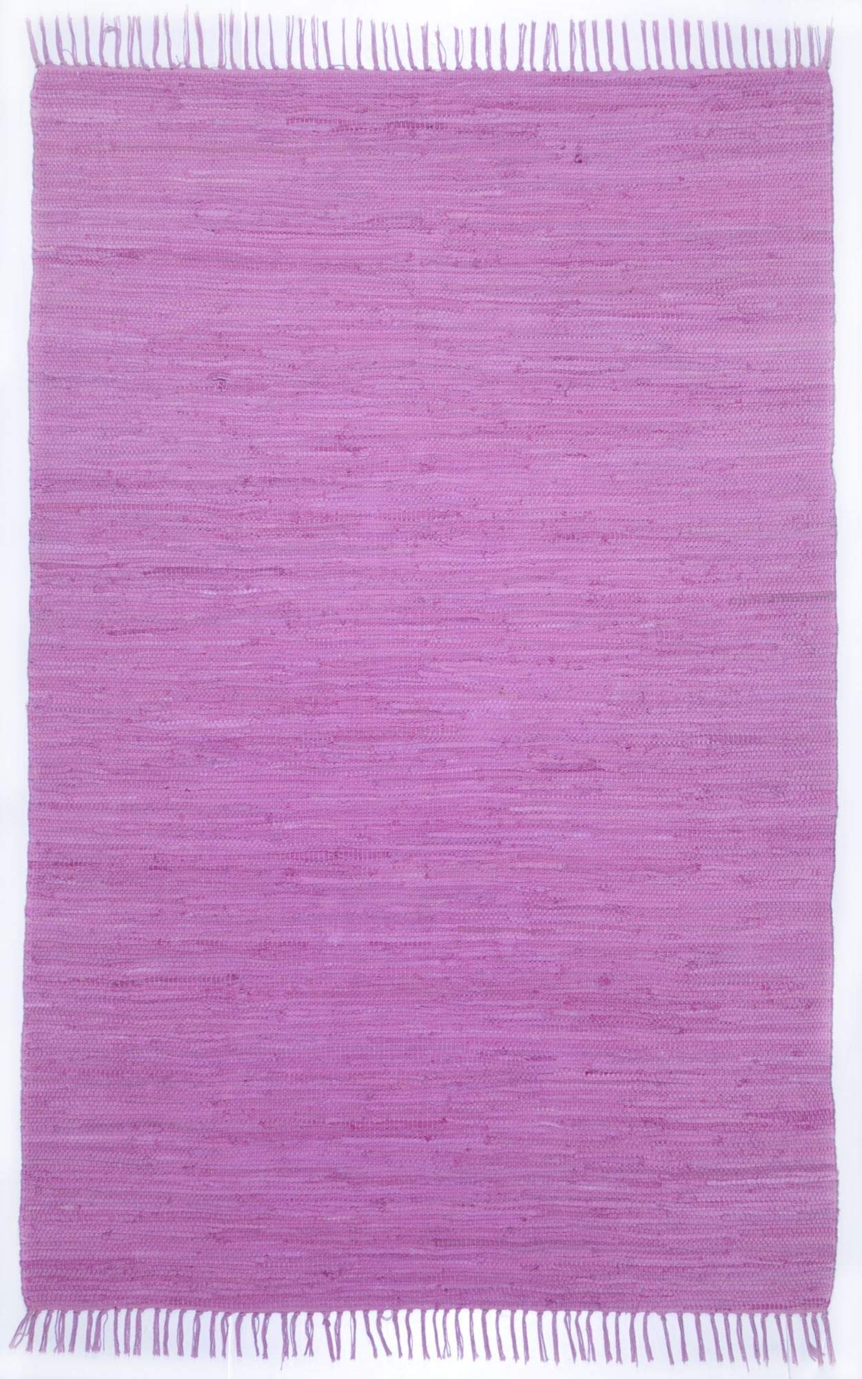 Theko Dhurry Rug 100% Cotton Flat Weave Rug Happy Cotton Handwoven Colour: Fuchsia 70 x 140 cm Fuchisa