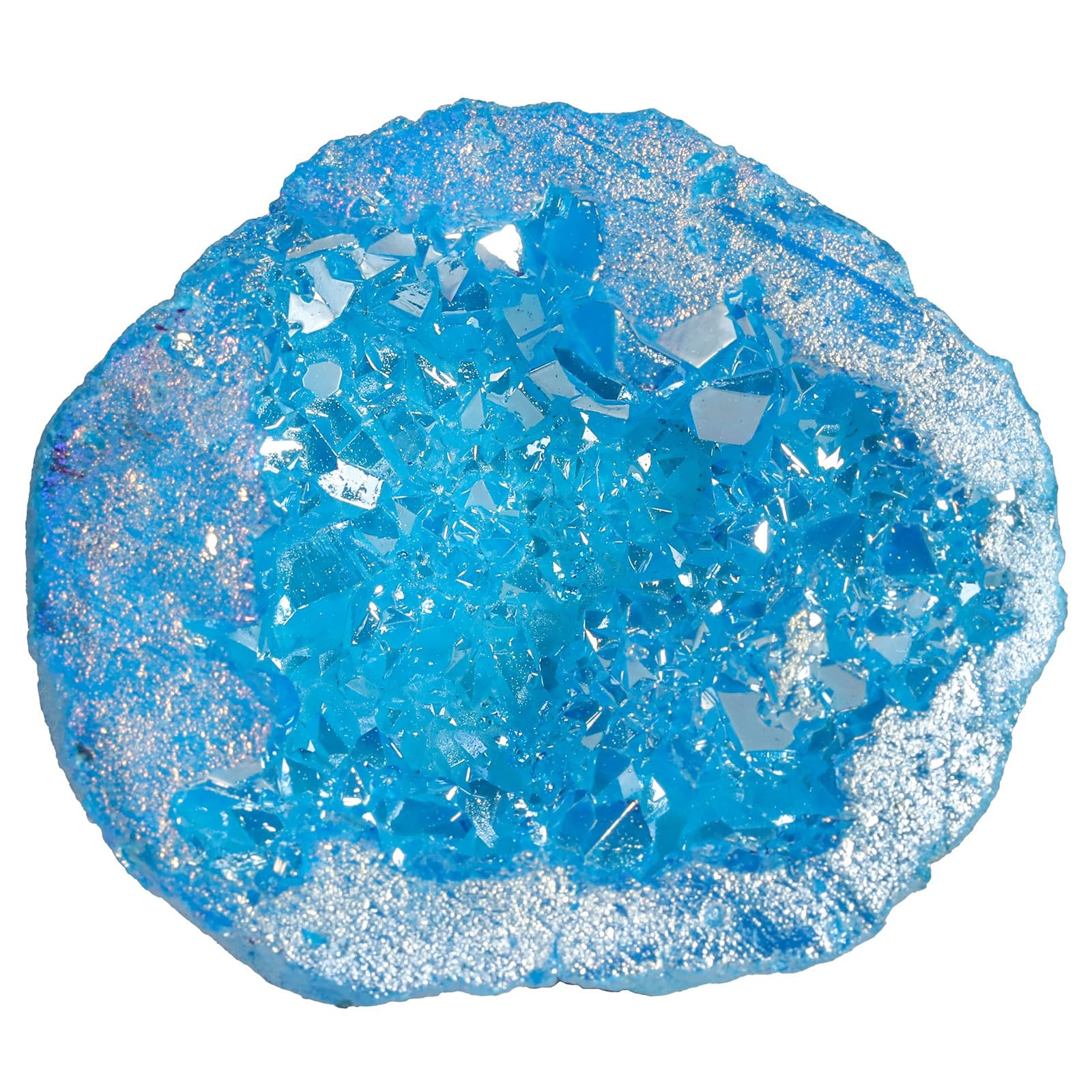 KYEYGWO Natural Crystal Raw Geode Stone, Irregular Quartz Mineral Cluster Specimen Home Decoration Gemstone for Reiki Meditation, Blue