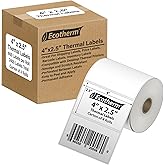 4" x 2.5" Thermal Labels | 4 Rolls | 2400 Labels | fits Zebra, Munbyn, Rollo, Godex, Arkscan, iDPRT, Offnova Thermal Label Printers and More | Blank White Adhesive Stickers by Ecotherm