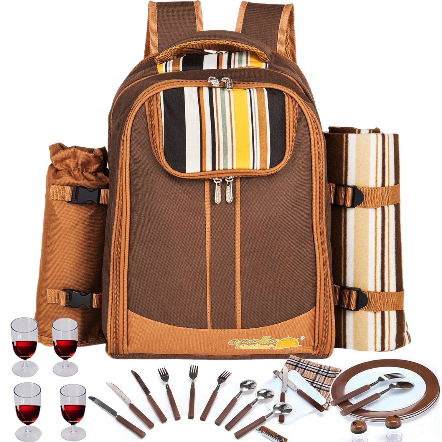 Picnic Backpack Bag for 4 Person With Cooler Compartment, Detachable