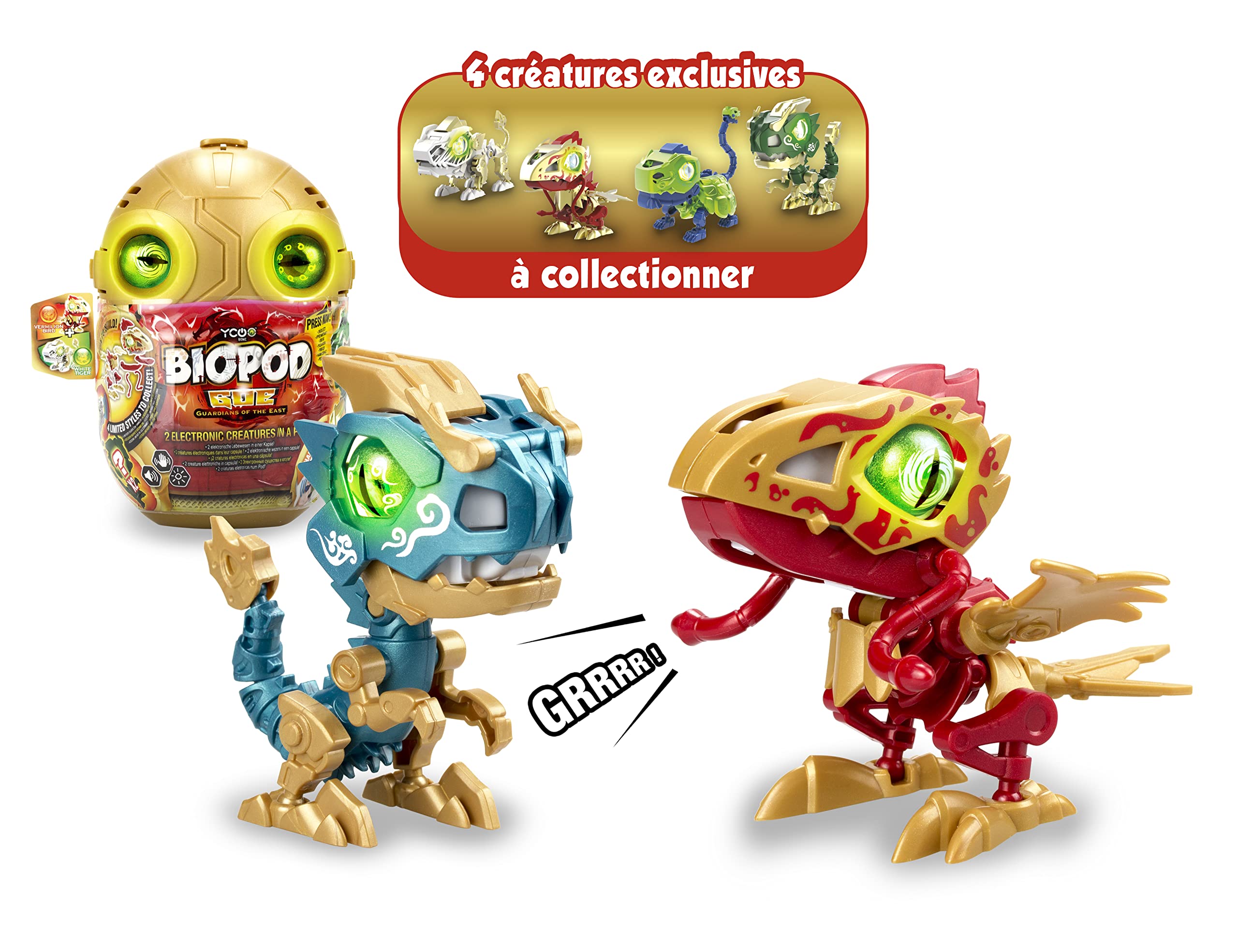 Silverlit YCOO 88117 Biopod GEO Duo by, 2 Robots Dinosaurs in a Surprise Egg for Building, Light and Sound Effects, 4 Different Biopods to Collect, 9 cm, from 5 Years