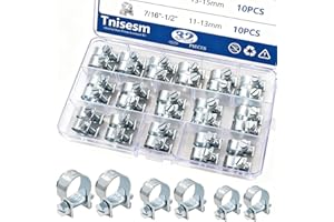 Tnisesm 32Pcs 1/4" 5/16" 3/8" Fuel Injection Gas Line Hose Clamps Clip Pipe Clamp Assortment Kit, Hoses Clamps Sleeving,for Automotive Diesel Petrol Pipe