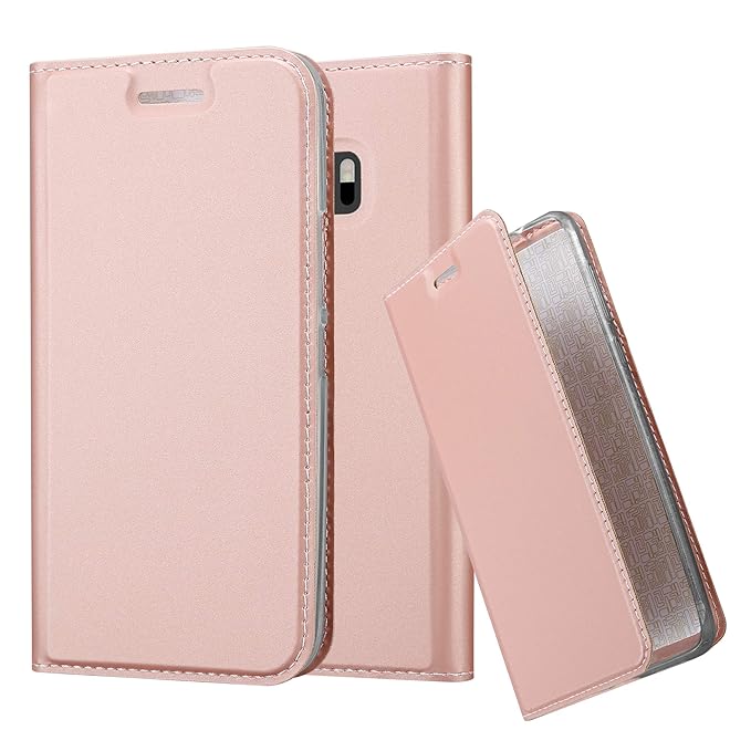 Cadorabo Hülle für HTC One M10 - Hülle in ROSÉ Gold – Handyhülle mit Standfunktion und Kartenfach im Metallic Look - Case Cov