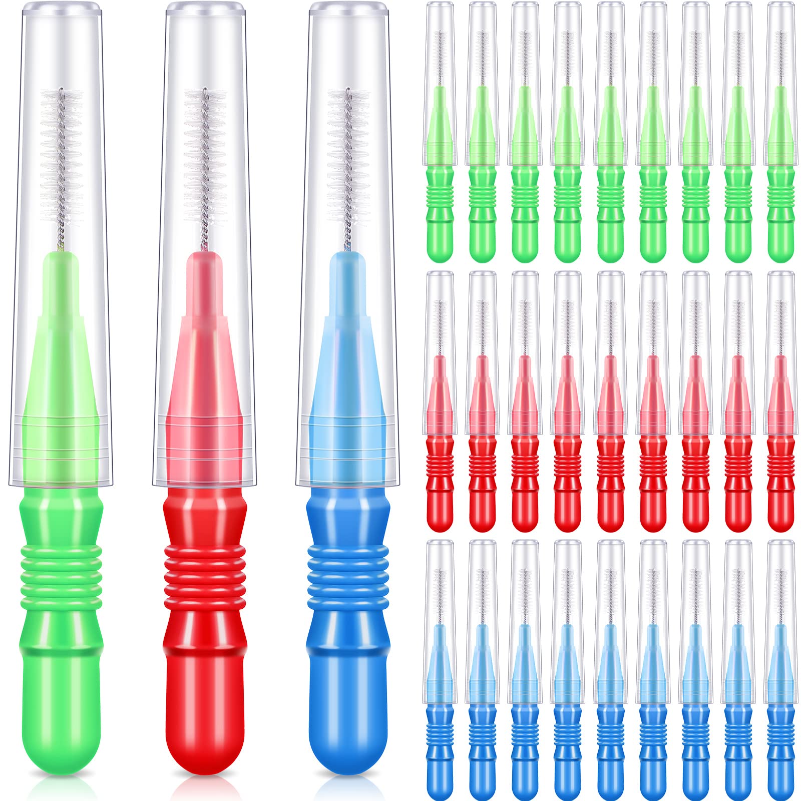 30 Count Interdental Brushes Oral Dental Hygiene Floss Brush Flossing Head Braces Pick Brush Bristle Flossers Braces Tooth Brushes for Cleaning Tooth Cleaning Tool