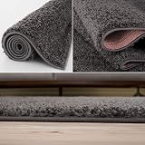 THE RUGS Living Room Shaggy Rug 60x110 cm Dark Grey 30 mm Thick 100% view 5