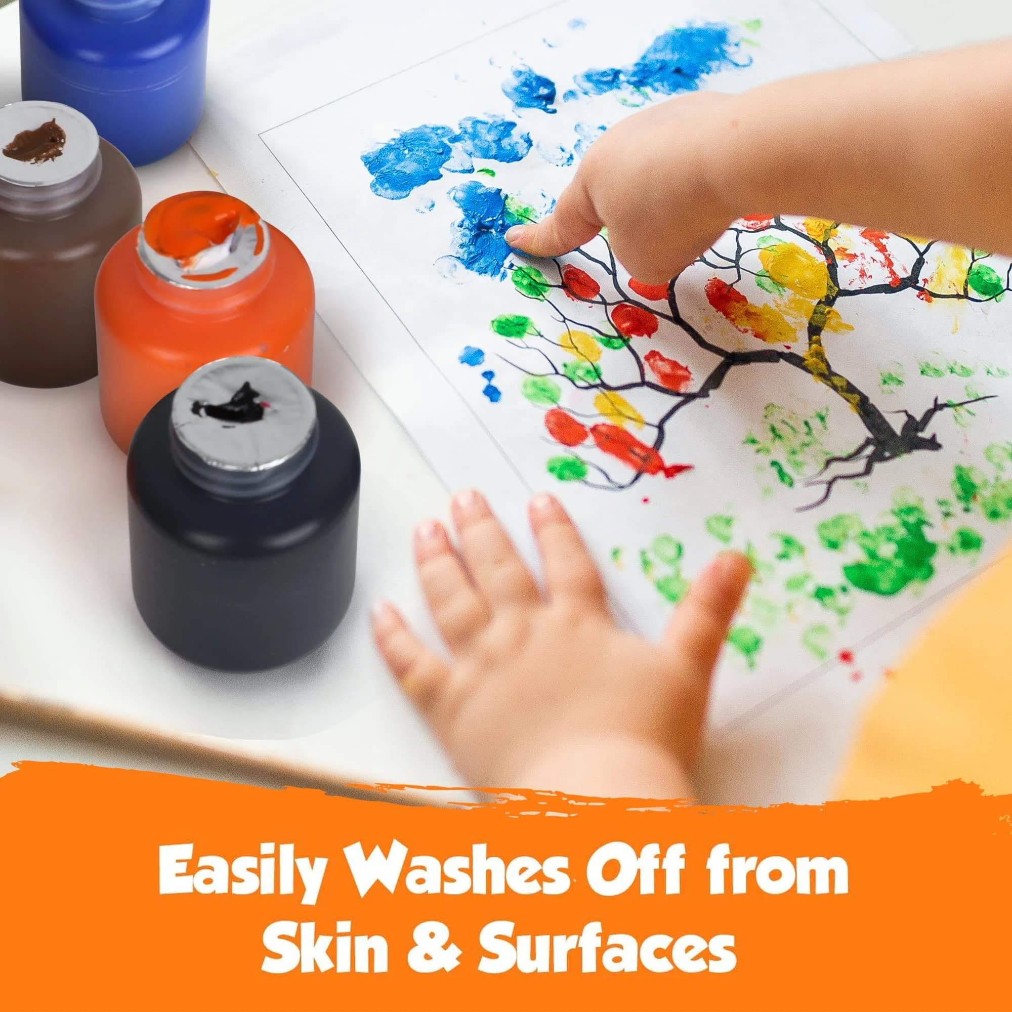 Kids Painting Set, Washable Paint for Kids 12 Colors, Non Toxic Tempera Paint 2 oz Each, Paints for Toddlers Art, Craft, School and Home Finger Paints Projects